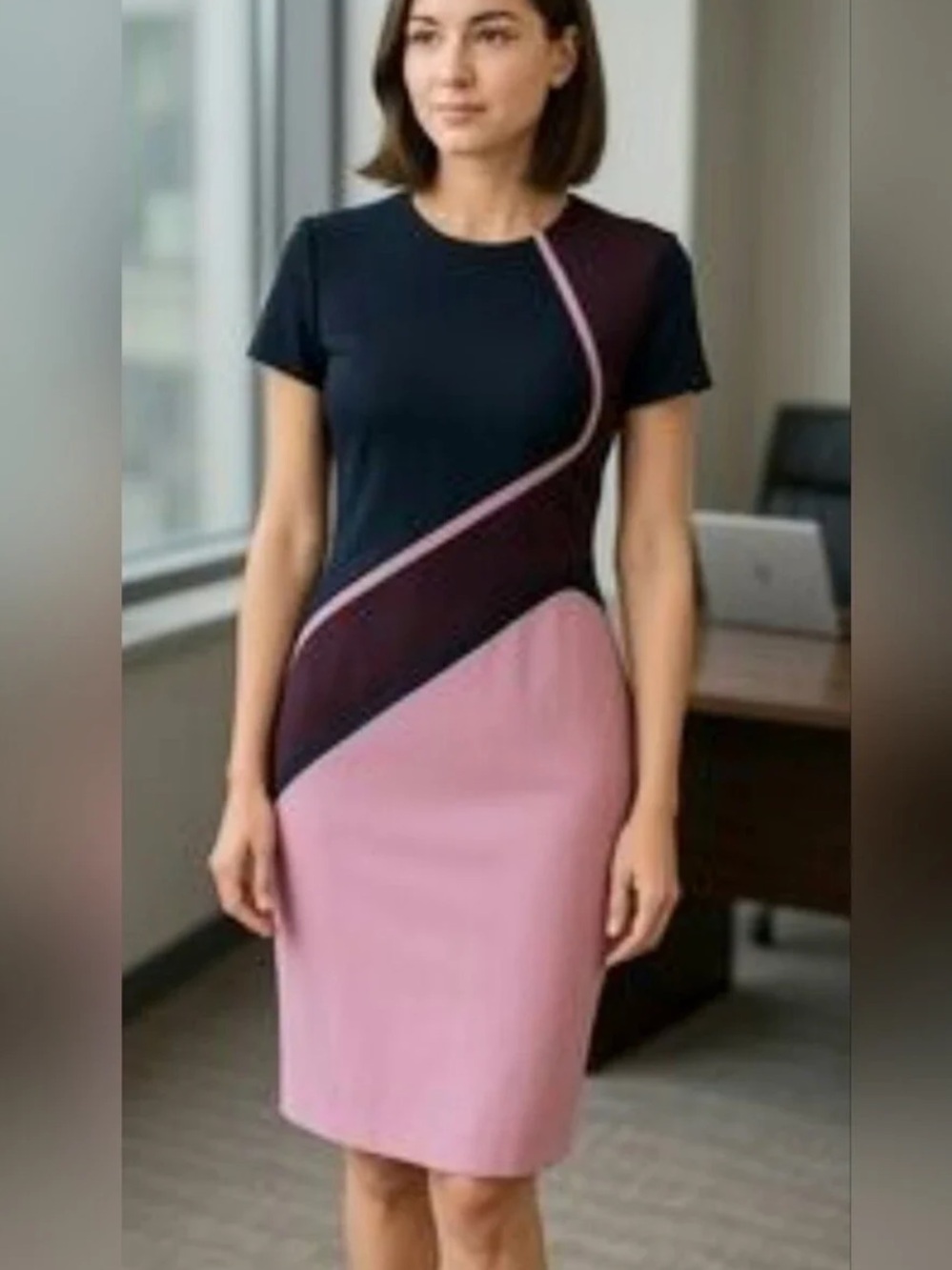 Hugo Boss color block sheath dress